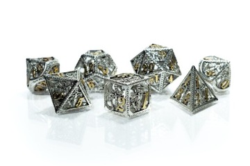 UKRZYŻOWANE ZESTAW 7 METALOWYCH KOŚCI RPG