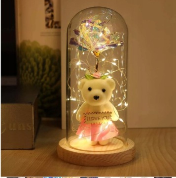 ETERNAL ROSE IN GLASS, СВЕТЯЩАЯСЯ цветочная коробчатая роза LED