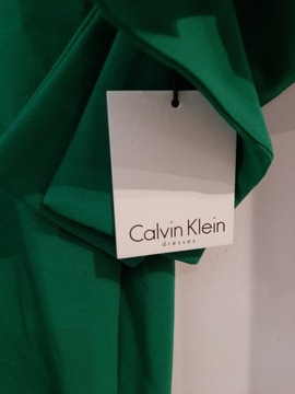 CALVIN KLEIN zielona elegancka SUKIENKA L