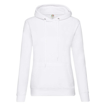 Bluza damska kangurka, kieszeń, kaptur, ciepła 280g FOTL Classic biała XS