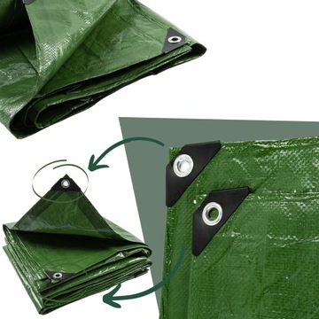 БРЕЗЕНТ 4X5м, УСИЛЕННЫЙ, ТОЛСТЫЙ, ЗЕЛЕНЫЙ, СИЛЬНЫЙ УФ+