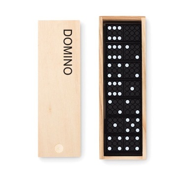 Plastikowe Domino w Drewnianym Pudełku | Czarne Domino | Gra Domino