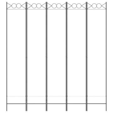 Экран vidaXL 5-панельный, белый, 200х220 см, ткань