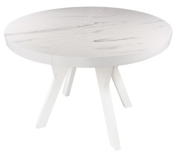 Stół Biały Marmur okrągły rozsuwany Marble Ø90/190