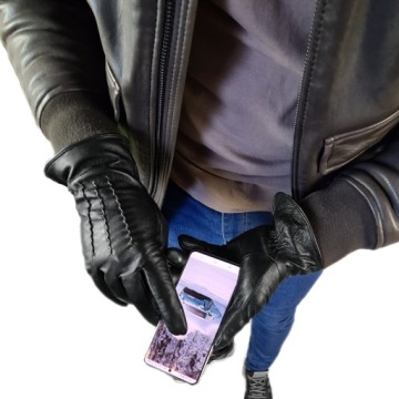 Мужские зимние КОЖАНЫЕ ПЕРЧАТКИ НАТУРАЛЬНАЯ КОЖА ШЕРСТЬ теплые TOUCH XXL