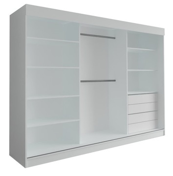 МИЛАН ШКАФ - 3D 230 CM - БЕЛЫЙ (2x lacobel) - шкаф с зеркалом