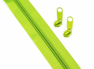 SUWAK TAŚMA SUWAKOWA 5mm 5m +10maszynek LIMONKOWA