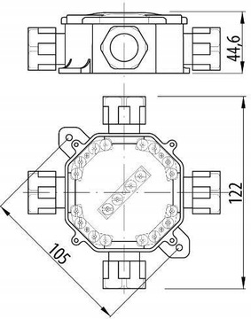 Коробка герметичная накладная ПГ16 122х122х44 IP67
