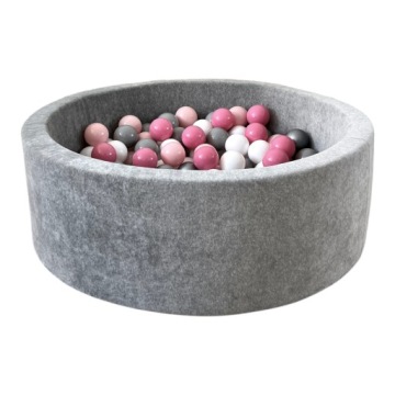 Suchý bazén s kuličkami 30x90 Velvet Šedý 200 míčků Hotový MIX