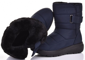 ОЧЕНЬ ТЕПЛЫЕ СНЕЖНЫЕ БОТИНКИ НА ЛИПУЧКЕ, УТЕПЛЕННЫЕ ЖЕНСКИЕ ЗИМНИЕ БОТИНКИ, ТЕМНО-СИНИЕ.