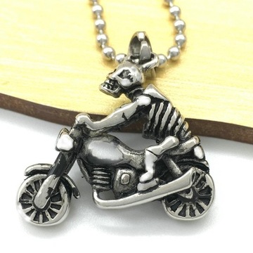 Moda gotycki Punk motocykl szkielet naszyjnik wisiorek prezent biżuteria łańcuszek