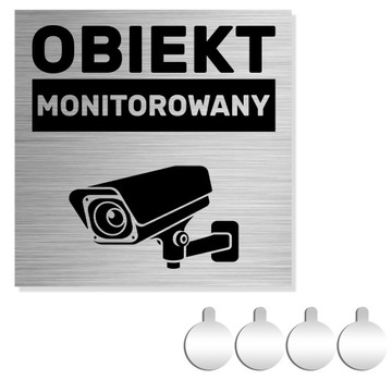NIERDZEWNA Tabliczka na drzwi/ścianę OBIEKT MONITOROWANY 10x10 Aluminium