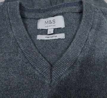 M&S sweter v-neck 100% cotton L