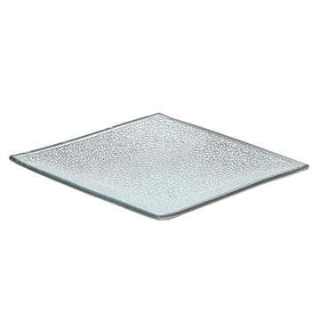 Srebrna patera podstawka szklana na świecę 12x12cm