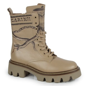 CARINII B9797 BOTKI WORKERY SKÓRA LICO BEŻOWE 37