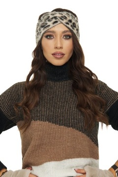 ТРИКОТАЖНЫЙ ПОЯСОН, мех альпаки с леопардовым принтом