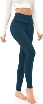 LEGGINSY TERMICZNE ZIMOWE DAMSKIE SPORTOWE NA CO DZIEN NIEBIESKIE r S