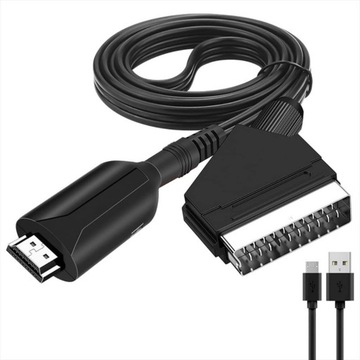 KABEL ADAPTER KONWERTER z EURO HDMI do SCART 1080p PRZEJŚCIÓWKA TELEWIZOR