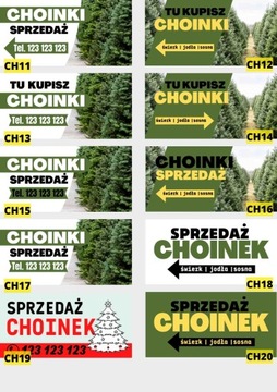 CHOINKI baner 1x2m SPRZEDAŻ CHOINEK 100x200cm