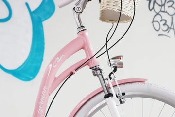 КРАСИВЫЙ АЛЮМИНИЕВЫЙ РОЗОВЫЙ ЖЕНСКИЙ ВЕЛОСИПЕД 28 SHIMANO, 7 скоростей, городской ретро