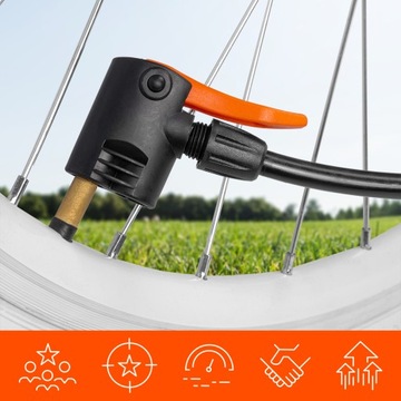 НАПОЛЬНЫЙ ВЕЛОСИПЕДНЫЙ НАСОС С МАНОМЕТРОМ ДЛЯ ВЕЛОСИПЕДНЫХ МЯЧИКОВ, МАТРАС, 3 КОНЦА