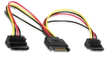 Кабель питания SATA (M)->2xSATA(F), изогнутый, 15 см