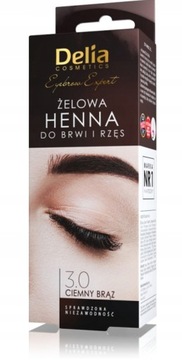 DELIA ŻELOWA HENNA DO BRWI i RZĘS 3.0 CIEMNY BRĄZ 15 ml