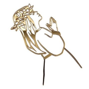 Топпер ДЕКОР для причастия, золото, ПРИЧАСНИЦА молящаяся, золотое зеркало