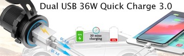 USB QC 3.0 БЫСТРОЕ ЗАРЯДНОЕ УСТРОЙСТВО ВКЛ./ВЫКЛ. РАЗЪЕМ СЕНСОР.