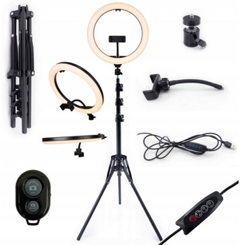 LAMPA PIERŚCIENIOWA Ring Led STATYW NA TELEFON UCHWYT + SELFIE STICK TikTok