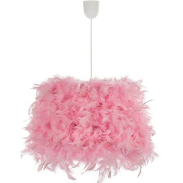 Lampa wisząca z piór RÓŻOWA sufitowa DUŻA GLAMOUR