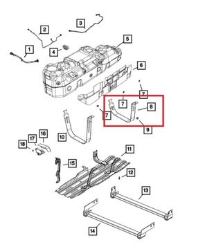 DODGE RAM 1500 19 2019-2023 OBJÍMKA NÁDRŽE PALIVA 52029890AB