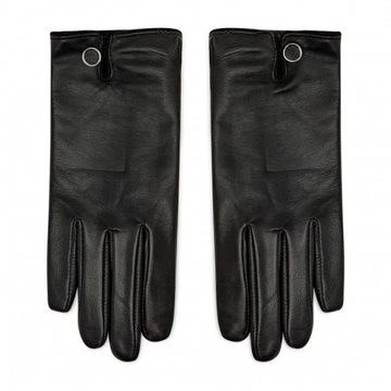 Czarne, Skórzane Rękawiczki Ralph Lauren rozmiar S