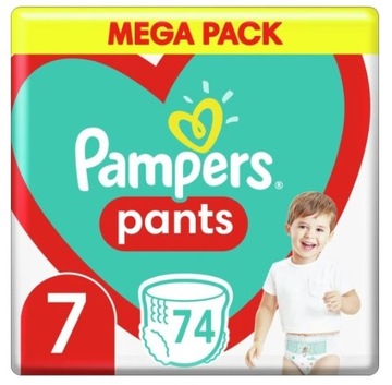 PAMPERS PANTS 7 PIELUCHOMAJTKI 74 SZT MEGA PACK