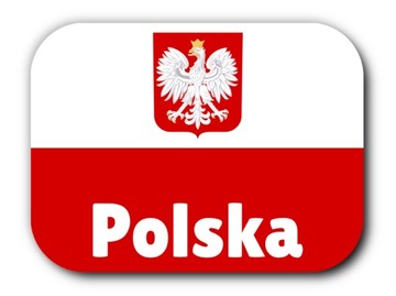 Biało czerwony magnes z godłem Polski Polska