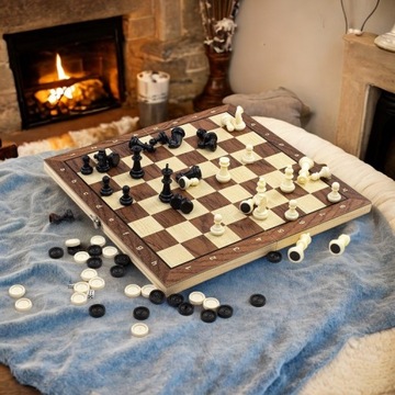 SZACHY, WARCABY, BACKGAMMON 3W1 XINLIYE