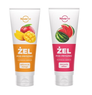 NOVAME ZESTAW ŻELI POD PRYSZNIC ODŻYWCZE MANGO 250 + SOCZYSTY ARBUZ 250ml