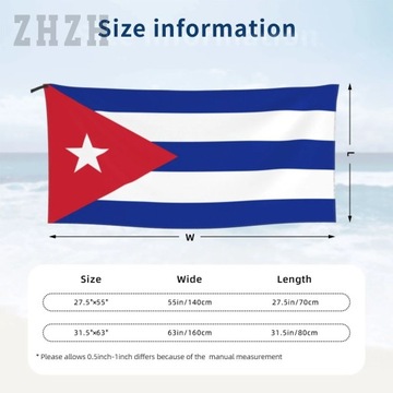 Подробнее Дизайнерское банное полотенце с эмблемой флага Кубы Быстросохнущее