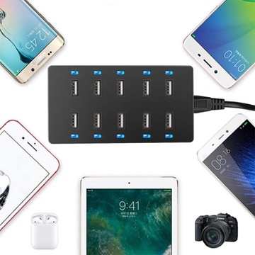 НАСТОЛЬНОЕ USB-ЗАРЯДНОЕ УСТРОЙСТВО С 10 ПОРТАМИ ИНТЕЛЛЕКТУАЛЬНЫЙ POWERBANKI 50 Вт 10 А 5 В 1,4 М