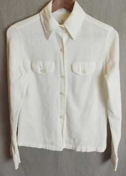 VALENTINO JEANS bluzka biała bawełniana koszulowa damska M