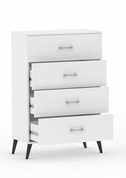 Komoda POLA Biała Matowa 4 Szuflady, Elegancka 50 x 117 x 40 cm