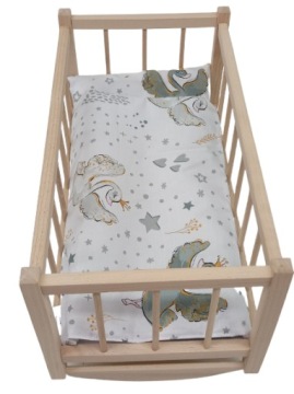 KOŁYSKA DLA LALEK DREWNIANA DLA LALKI +POŚCIEL 3EL