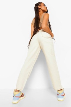 BOOHOO SPODNIE JEANSOWE ECRU DAMSKIE 40 UKJ