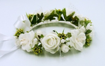 ZESTAW KOMUNIJNY WIANEK NA KOK TOREBKA RĘKAWICZKI KOMUNIAEU