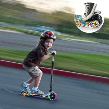 ТРЕХКОЛЕСНЫЙ ДЕТСКИЙ САМОКАТ С ПОДСВЕТКАМИ КОЛЕСА ГРАФФИТИ