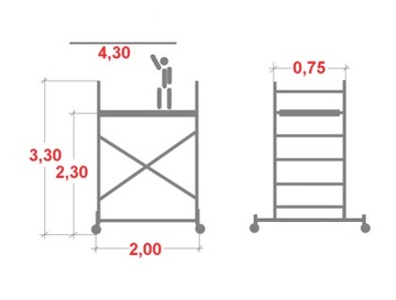 Krause ProTec 4,3 м алюминиевые передвижные леса