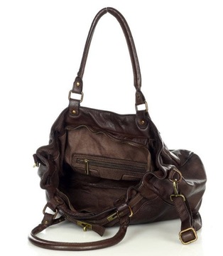 Skórzana torba damska biznesowa shopper ciemnobrązowa - MARCO MAZZINI v205c