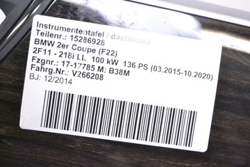 BMW 2 F22 218I 2015 LHD MOTOR START STOP PŘEPÍNAČ TLAČÍTKO