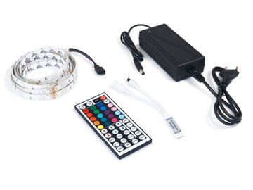 TAŚMA LED RGB WODOODPORNA 5M + PILOT + ZASILACZ