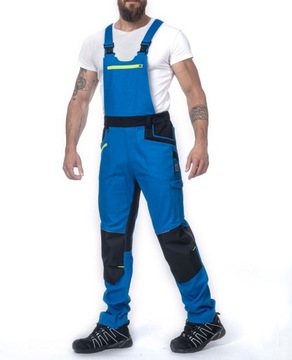 Męskie Spodnie Robocze na Szelkach Slim Ardon 4Xstretch niebieskie H6084/48